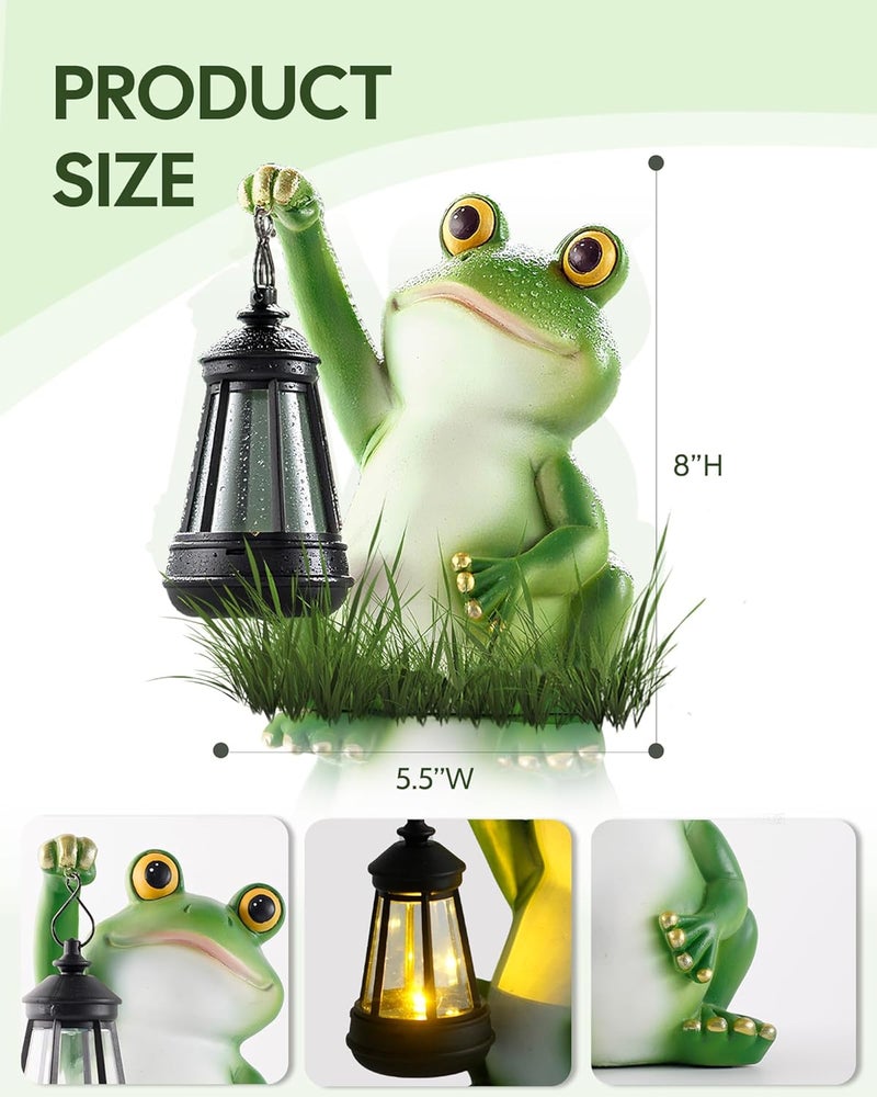 Vuees Solar Frog Garden Statue Light, Outdoor Waterproof Decorative Lantern Figurine, Cute Yard Art for Garden Patio Pond Balcony Porch Decor, Housewarming & Gardening Gifts for Women Grandma Mom - Image 5